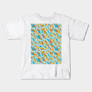 Abstract Diagonal Lines with Swirls Seamless Surface Pattern Design Kids T-Shirt